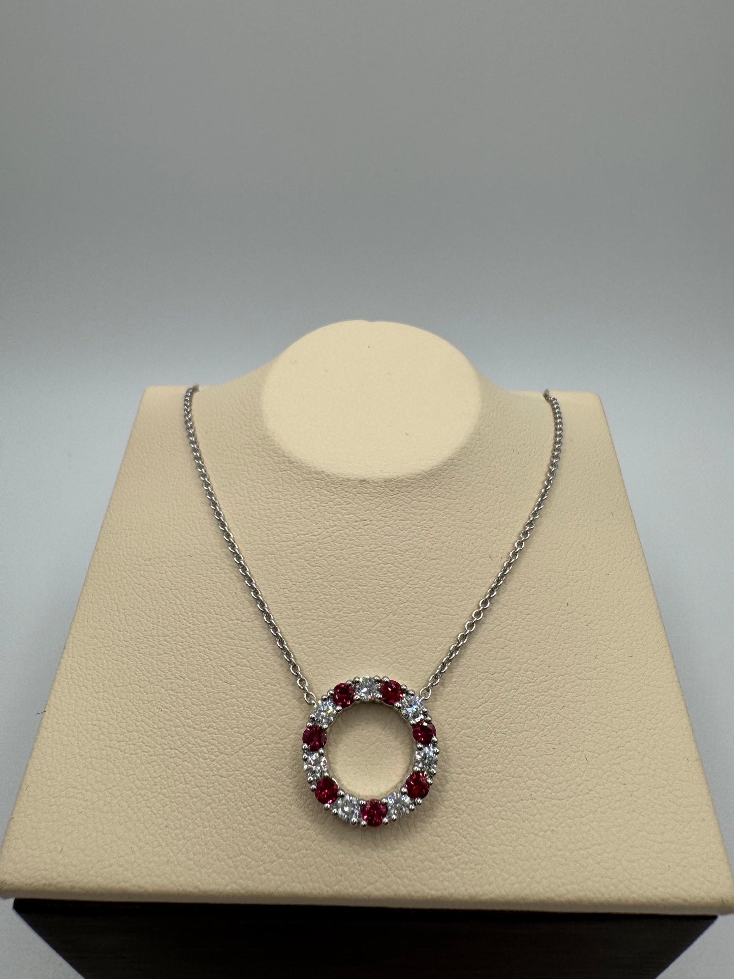 14KT Diamond & Ruby Round Necklace