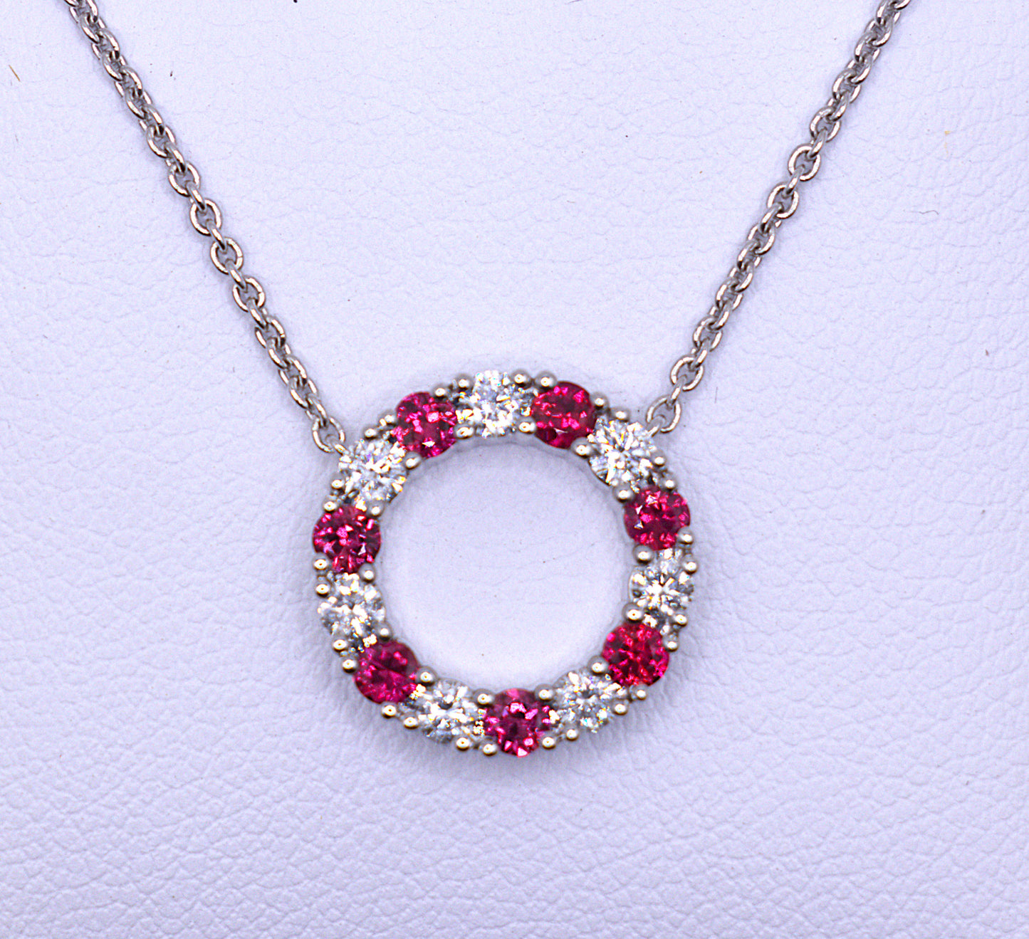 14KT Diamond & Ruby Round Necklace
