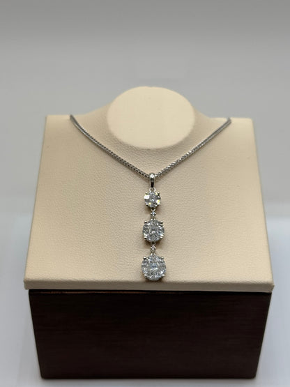 18KT 3 Diamond Charm W/Chain