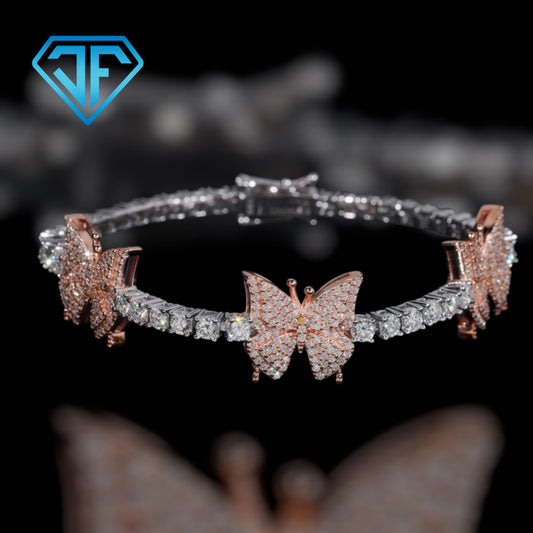 Two Tone Butterfly Diamond Bracelet