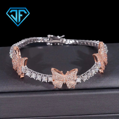 Two Tone Butterfly Diamond Bracelet