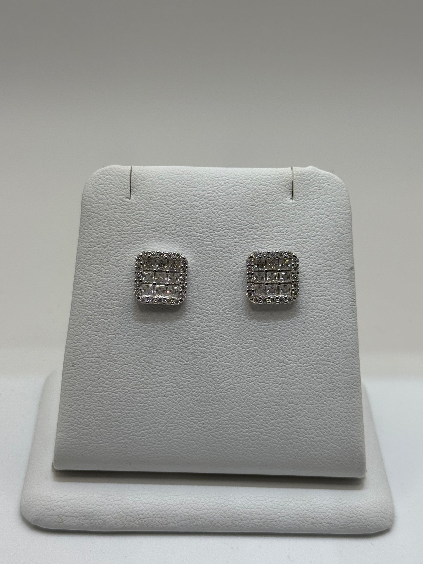Silver Square Earrings W/Vvs Stones