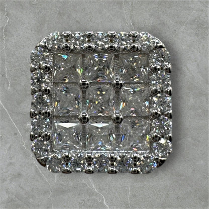 Silver Square Earrings W/Vvs Stones