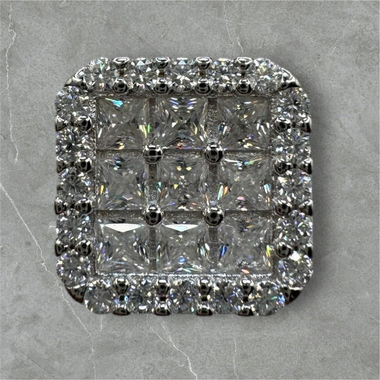 Silver Square Earrings W/Vvs Stones