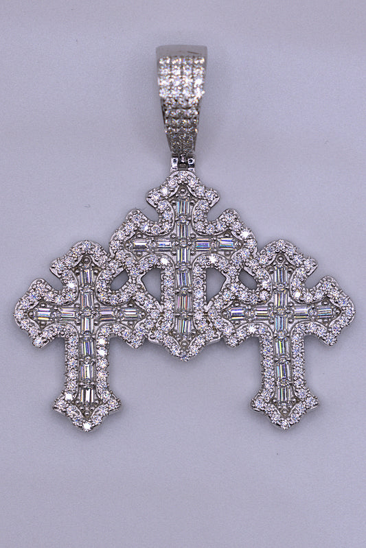 Iced Out Triple Cross Pendant