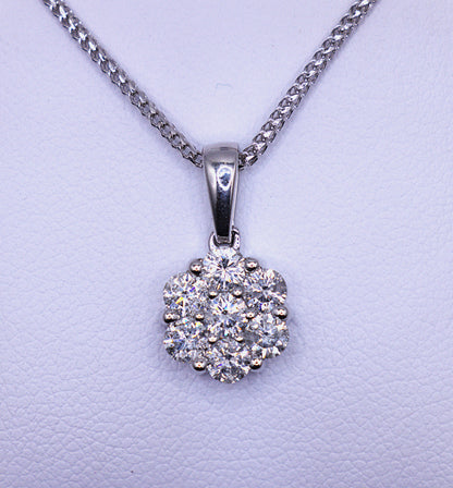 10KT 2 Carat Cluster Pendant w/Chain